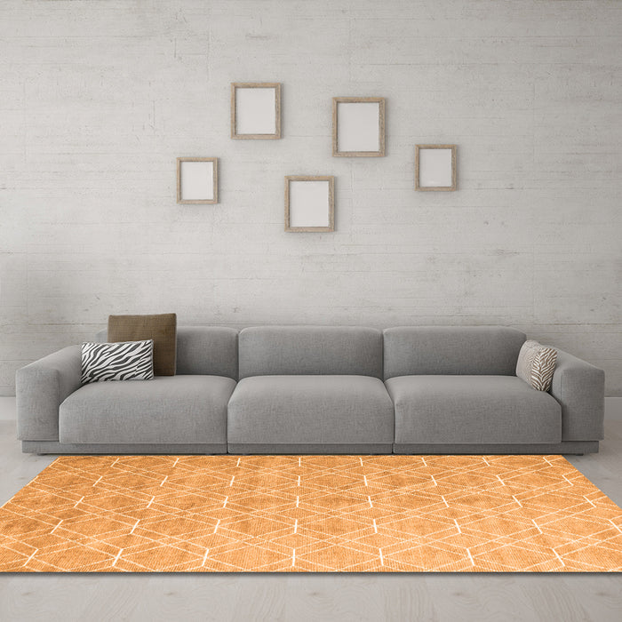 Machine Washable Abstract Orange Contemporary Area Rugs in a Living Room, wshcon2087org