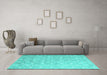 Machine Washable Abstract Turquoise Contemporary Area Rugs in a Living Room,, wshcon2087turq