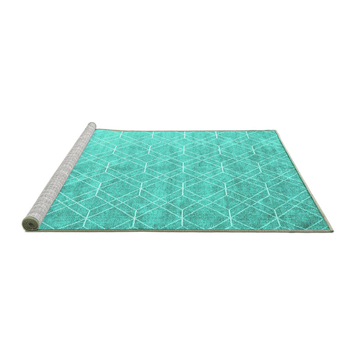 Sideview of Machine Washable Abstract Turquoise Contemporary Area Rugs, wshcon2087turq