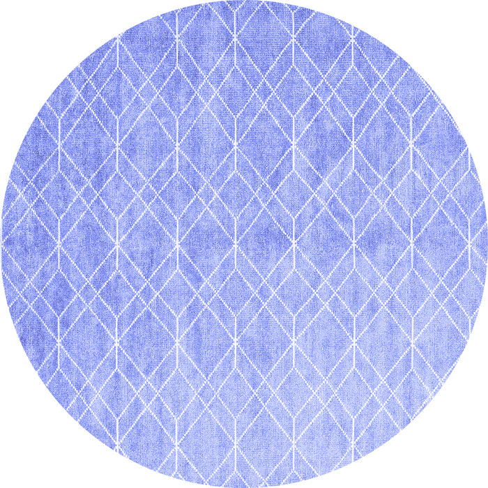 Round Machine Washable Abstract Blue Contemporary Rug, wshcon2087blu