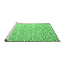 Sideview of Machine Washable Abstract Emerald Green Contemporary Area Rugs, wshcon2087emgrn