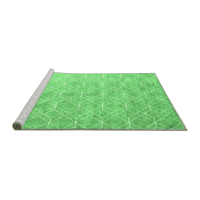 Sideview of Machine Washable Abstract Emerald Green Contemporary Area Rugs, wshcon2087emgrn