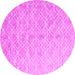 Round Machine Washable Abstract Pink Contemporary Rug, wshcon2087pnk