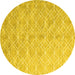 Round Machine Washable Abstract Yellow Contemporary Rug, wshcon2087yw
