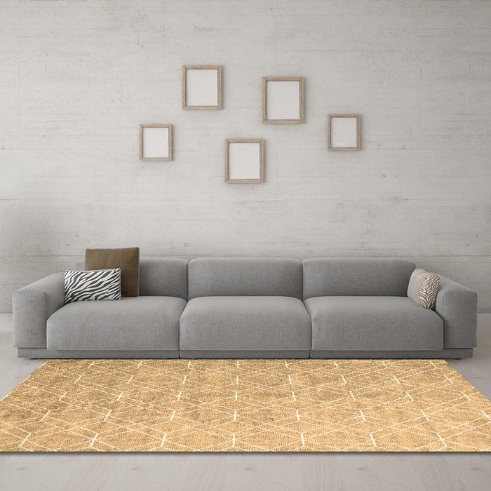 Machine Washable Abstract Brown Contemporary Rug in a Living Room,, wshcon2087brn