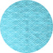 Round Machine Washable Abstract Light Blue Contemporary Rug, wshcon2087lblu