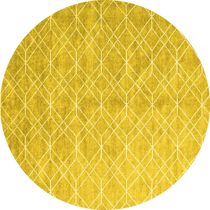 Round Abstract Yellow Contemporary Rug, con2087yw