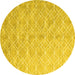 Round Abstract Yellow Contemporary Rug, con2087yw