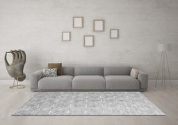 Machine Washable Abstract Gray Contemporary Rug in a Living Room,, wshcon2087gry