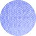 Round Abstract Blue Contemporary Rug, con2087blu