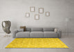 Machine Washable Abstract Yellow Contemporary Rug in a Living Room, wshcon2087yw