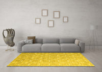 Machine Washable Abstract Yellow Contemporary Rug, wshcon2087yw