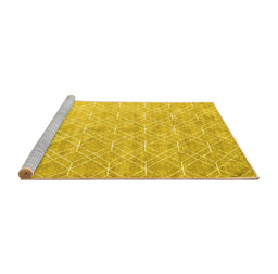Sideview of Machine Washable Abstract Yellow Contemporary Rug, wshcon2087yw