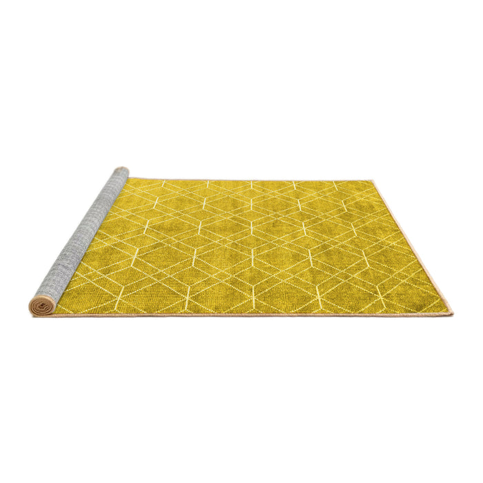 Sideview of Machine Washable Abstract Yellow Contemporary Rug, wshcon2087yw
