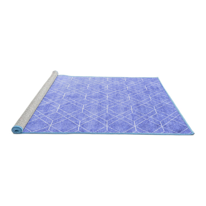 Sideview of Machine Washable Abstract Blue Contemporary Rug, wshcon2087blu
