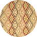 Round Southwestern Brown Country Rug, con2088brn