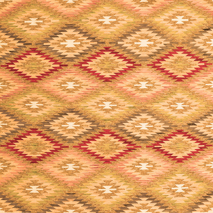 Round Machine Washable Southwestern Orange Country Area Rugs, wshcon2088org