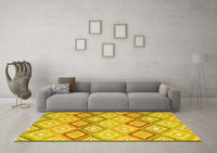 Machine Washable Southwestern Yellow Country Rug, wshcon2088yw