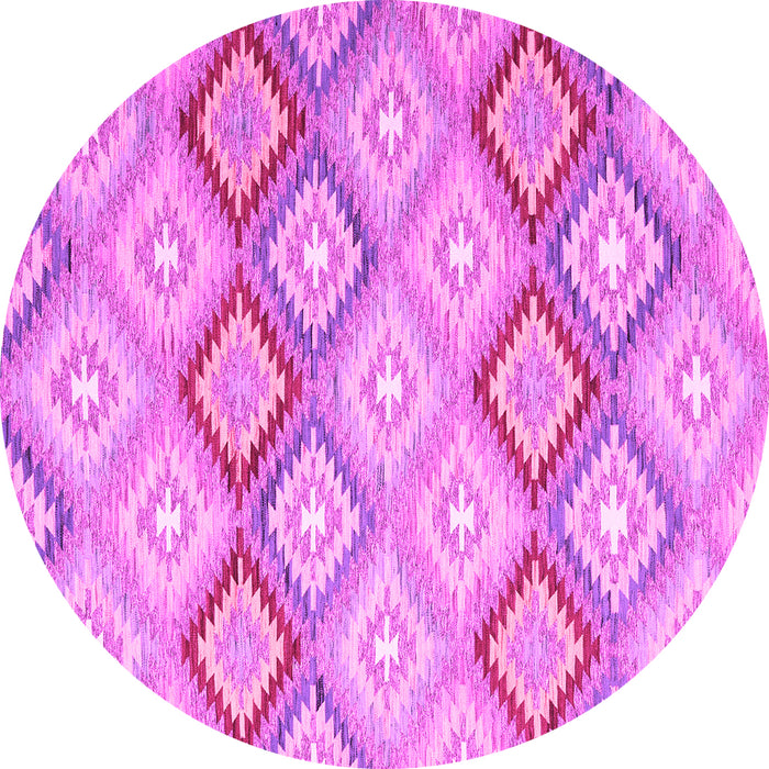 Round Machine Washable Southwestern Pink Country Rug, wshcon2088pnk