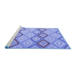 Sideview of Machine Washable Southwestern Blue Country Rug, wshcon2088blu