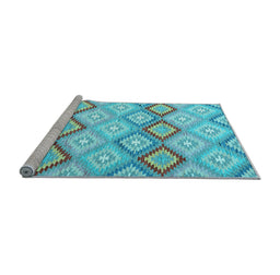 Sideview of Machine Washable Southwestern Light Blue Country Rug, wshcon2088lblu