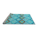 Sideview of Machine Washable Southwestern Light Blue Country Rug, wshcon2088lblu