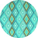 Round Southwestern Turquoise Country Rug, con2088turq