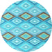 Round Southwestern Light Blue Country Rug, con2088lblu