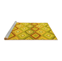 Sideview of Machine Washable Southwestern Yellow Country Rug, wshcon2088yw