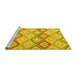 Sideview of Machine Washable Southwestern Yellow Country Rug, wshcon2088yw