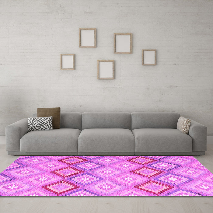 Machine Washable Southwestern Pink Country Rug in a Living Room, wshcon2088pnk