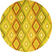 Round Southwestern Yellow Country Rug, con2088yw