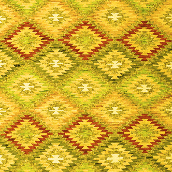Machine Washable Southwestern Yellow Country Rug, wshcon2088yw