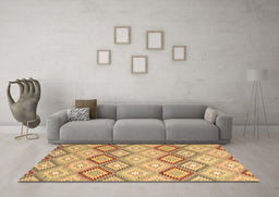 Machine Washable Southwestern Brown Country Rug in a Living Room,, wshcon2089brn
