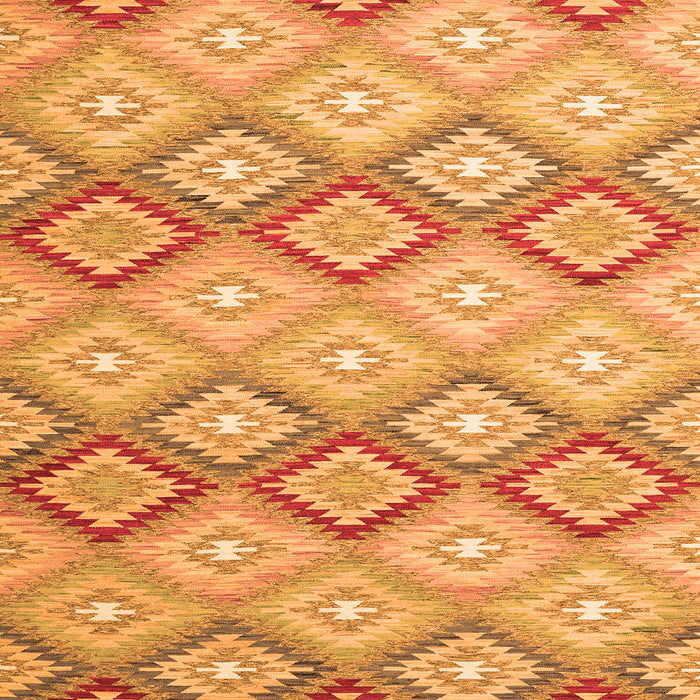 Round Machine Washable Southwestern Orange Country Area Rugs, wshcon2089org