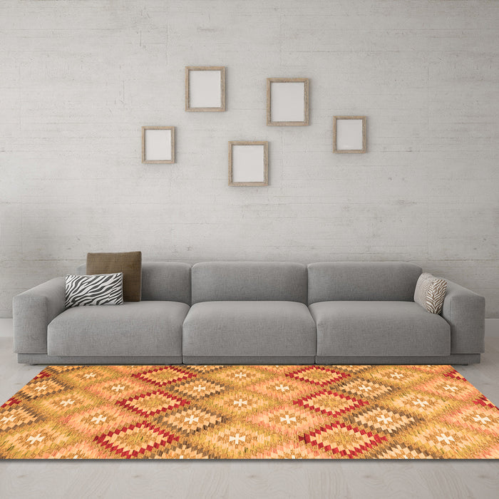 Machine Washable Southwestern Orange Country Area Rugs in a Living Room, wshcon2089org