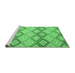 Sideview of Machine Washable Southwestern Emerald Green Country Area Rugs, wshcon2089emgrn