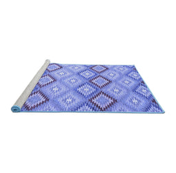 Sideview of Machine Washable Southwestern Blue Country Rug, wshcon2089blu