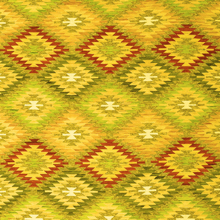 Machine Washable Southwestern Yellow Country Rug, wshcon2089yw