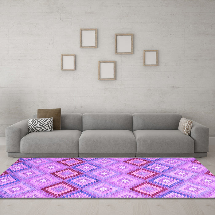 Machine Washable Southwestern Purple Country Area Rugs in a Living Room, wshcon2089pur