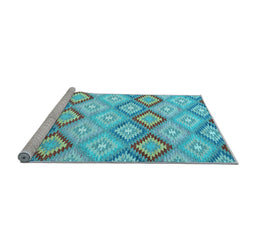 Sideview of Machine Washable Southwestern Light Blue Country Rug, wshcon2089lblu