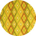 Round Southwestern Yellow Country Rug, con2089yw