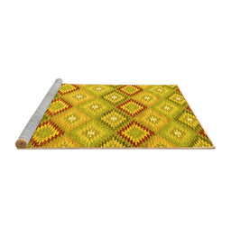Sideview of Machine Washable Southwestern Yellow Country Rug, wshcon2089yw