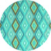 Round Southwestern Turquoise Country Rug, con2089turq