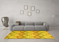 Machine Washable Southwestern Yellow Country Rug, wshcon2089yw