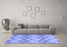 Machine Washable Southwestern Blue Country Rug in a Living Room, wshcon2089blu