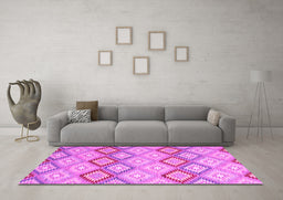 Machine Washable Southwestern Pink Country Rug in a Living Room, wshcon2089pnk