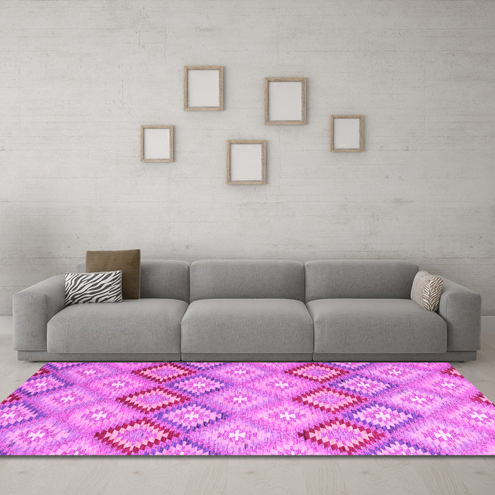 Machine Washable Southwestern Pink Country Rug in a Living Room, wshcon2089pnk