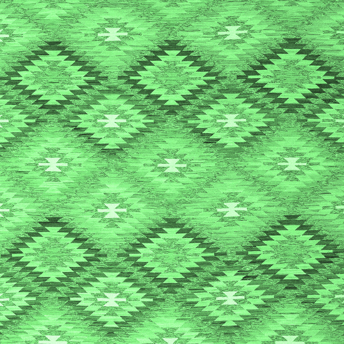 Machine Washable Southwestern Emerald Green Country Area Rugs, wshcon2089emgrn