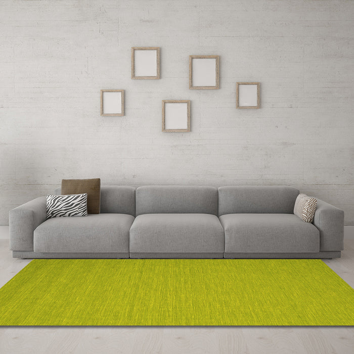 Machine Washable Abstract Yellow Contemporary Rug in a Living Room, wshcon208yw
